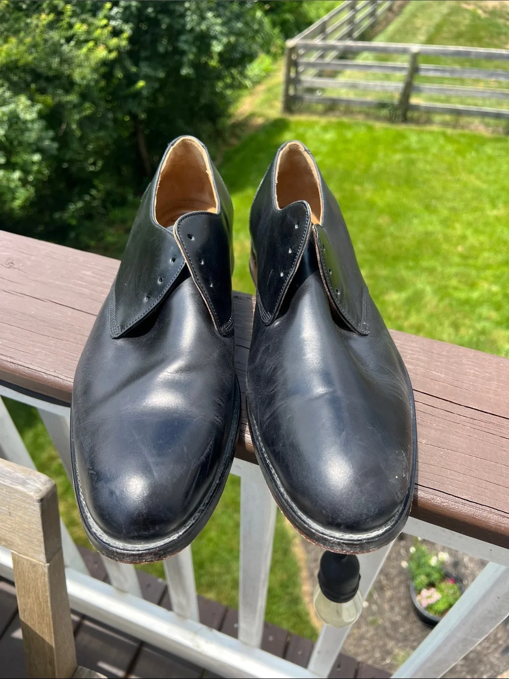 Johnston & Murphy Black Sheepskin Oxfords